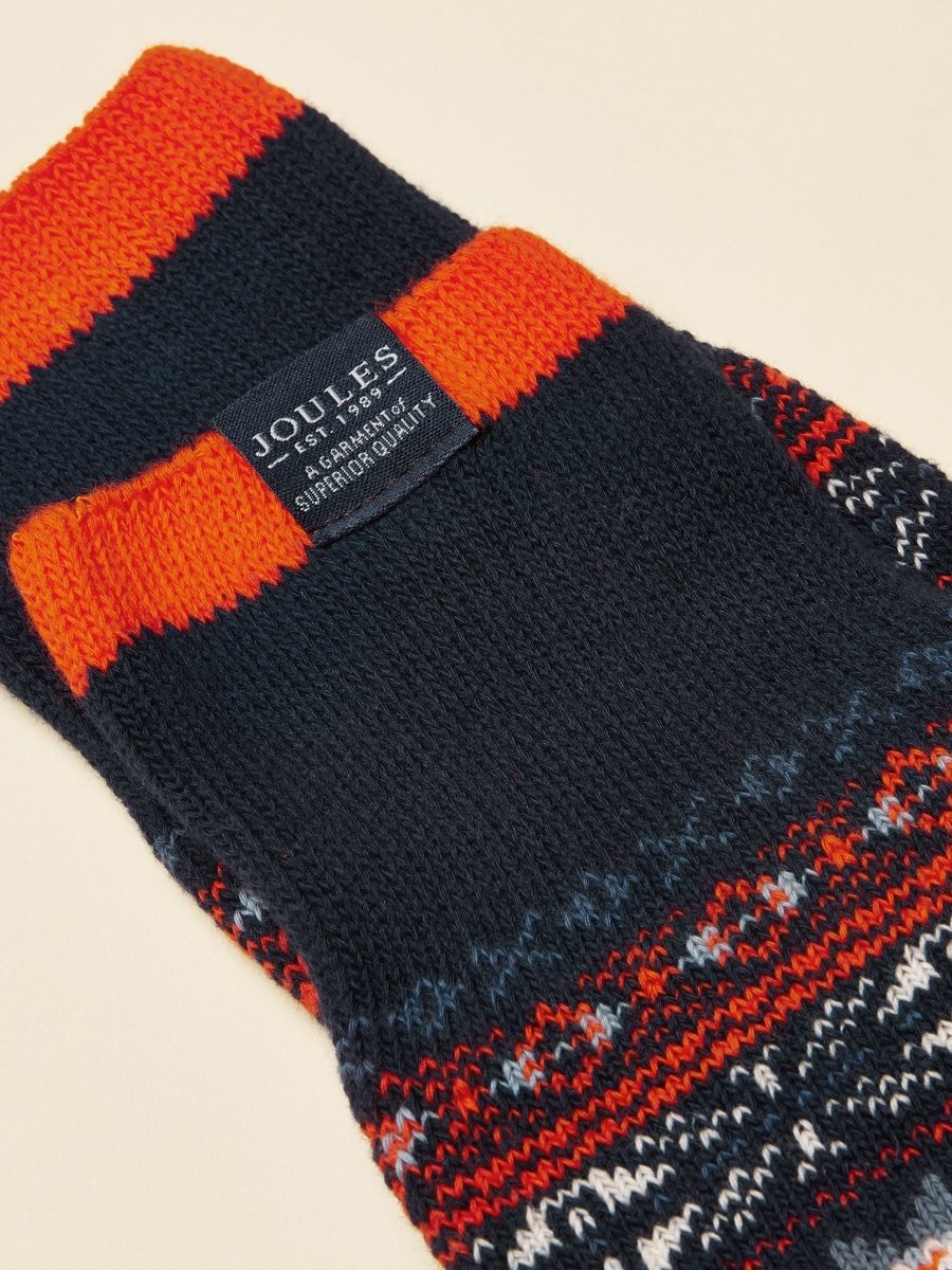 Alby Blue & Orange Fair Isle Socks - RUTHERFORD & Co