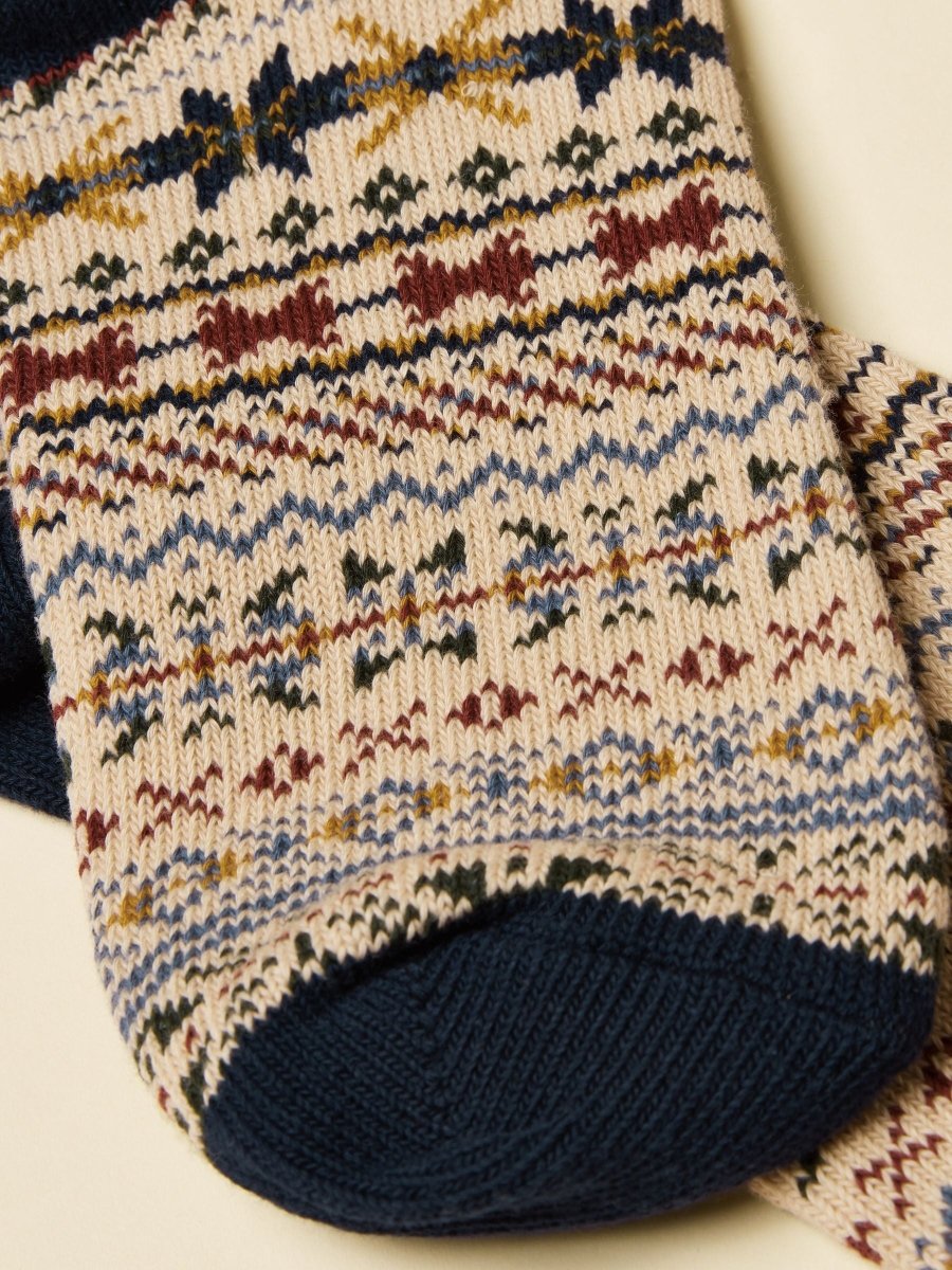 Alby Cream Fair Isle Socks - RUTHERFORD & Co