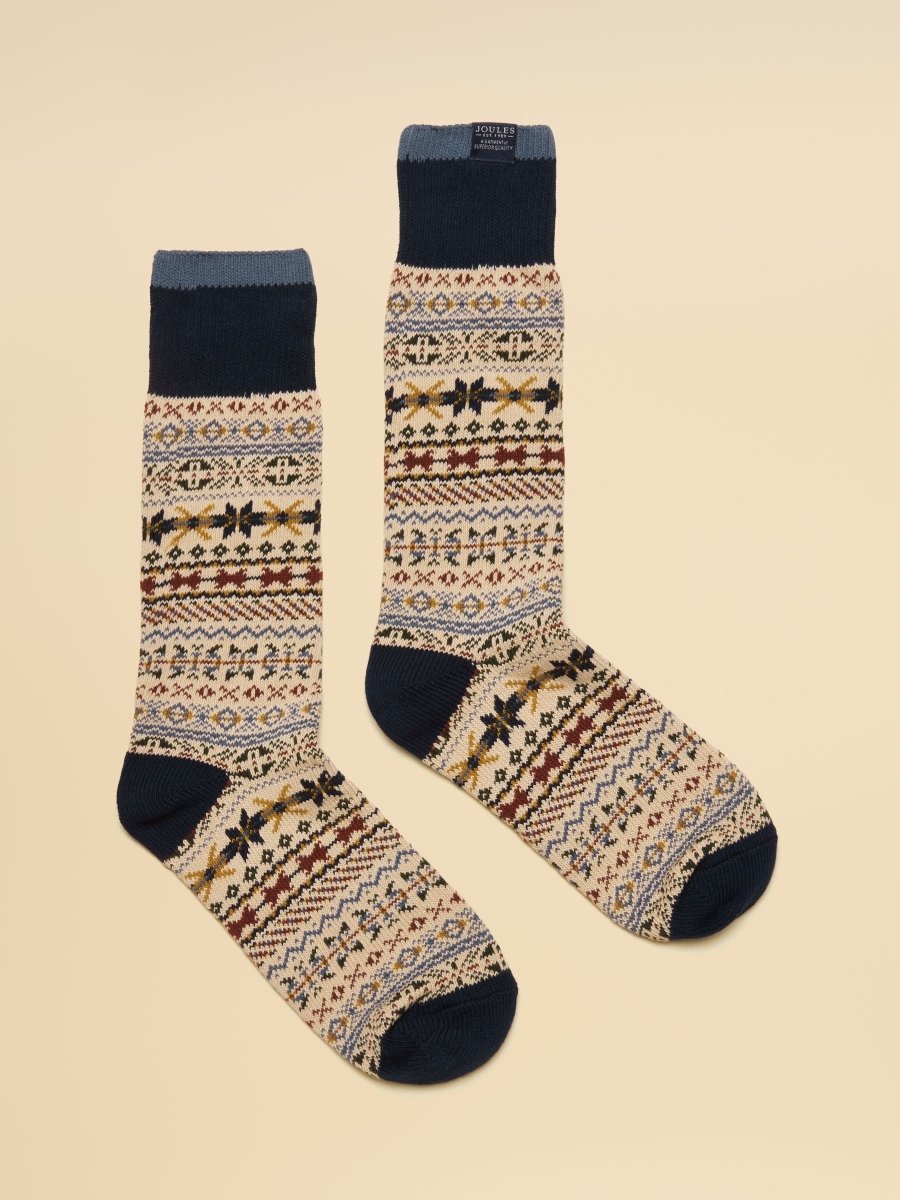 Alby Cream Fair Isle Socks - RUTHERFORD & Co
