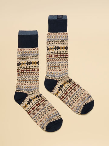 Alby Cream Fair Isle Socks - RUTHERFORD & Co