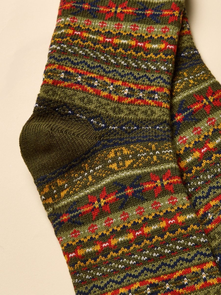 Alby Green Fair Isle Socks - RUTHERFORD & Co