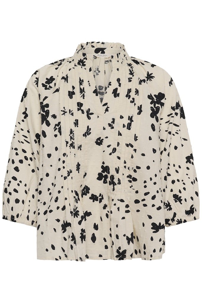 AlettaPW Bl Blouse - Black Dot Flower Print - RUTHERFORD & Co