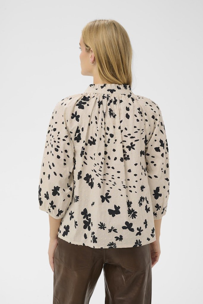 AlettaPW Bl Blouse - Black Dot Flower Print - RUTHERFORD & Co