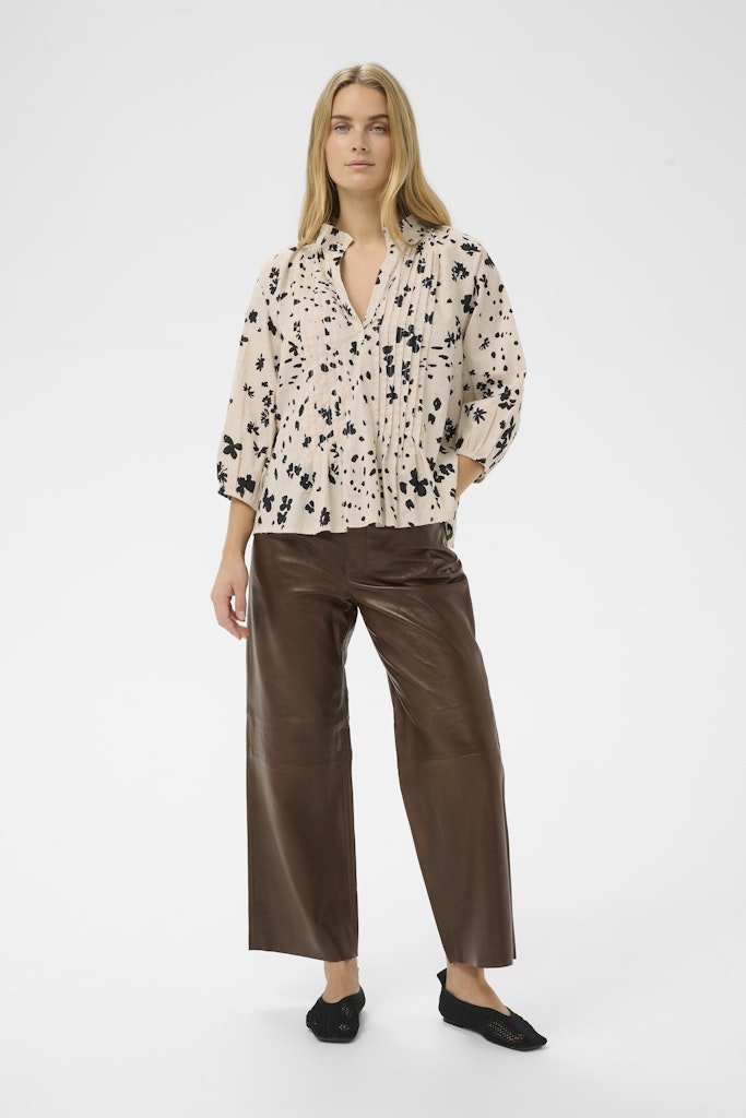AlettaPW Bl Blouse - Black Dot Flower Print - RUTHERFORD & Co