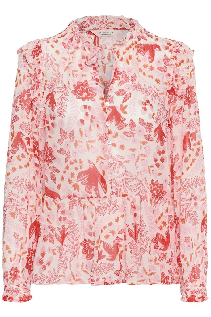 AlfridaPW Bl Blouse - Poppy Red Bird Print - RUTHERFORD & Co