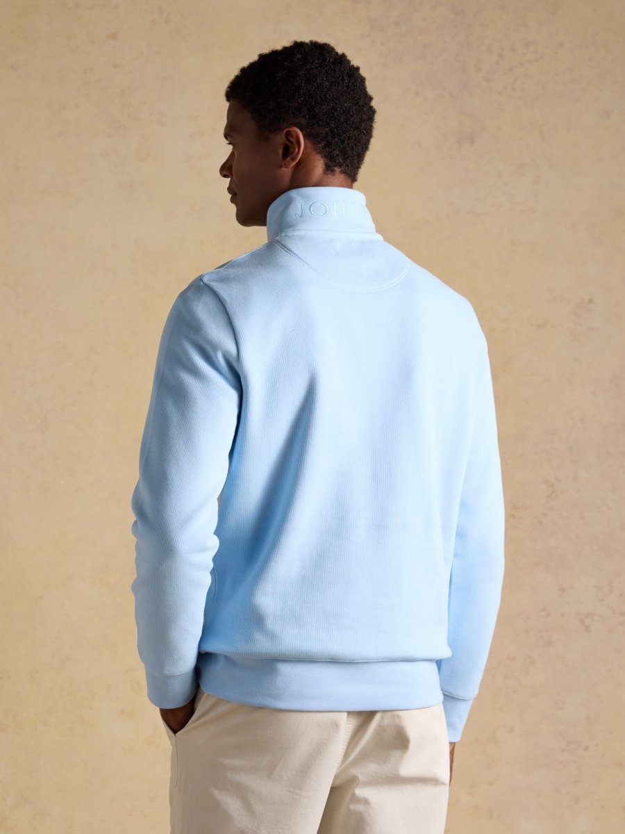 Alistair Blue French Ribbed Quarter Zip Sweatshirt - RUTHERFORD & Co
