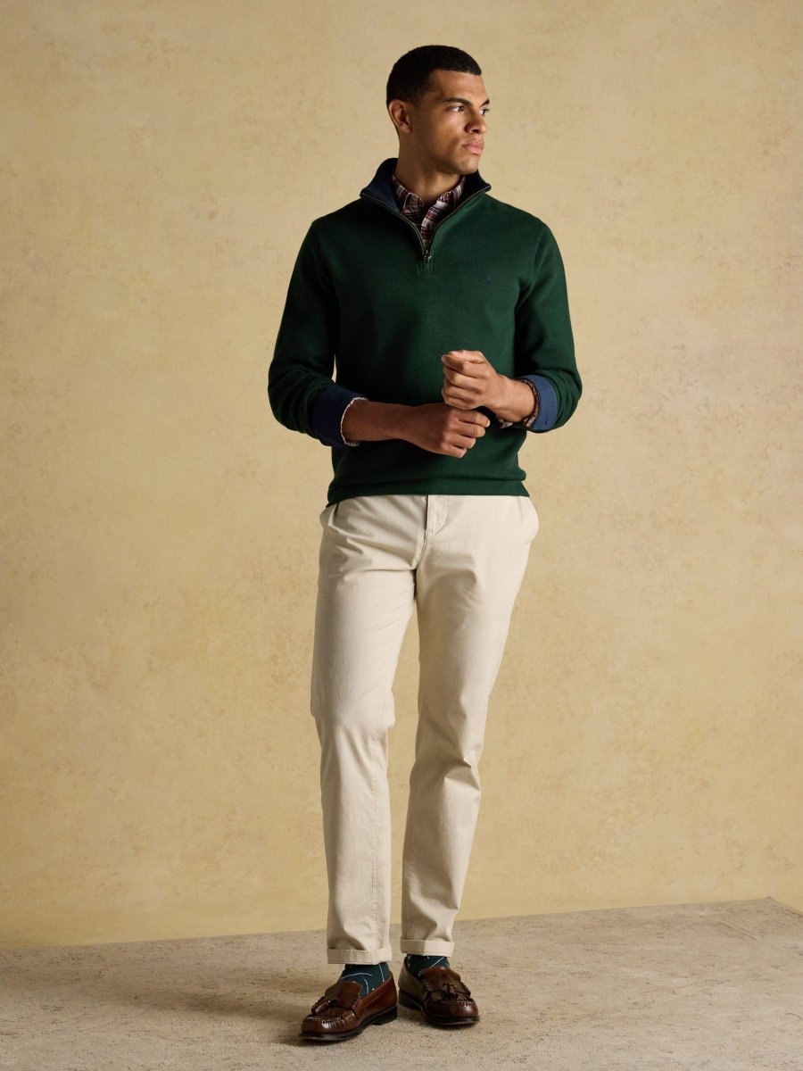 Alistair Cosy Dark Green French Ribbed Knit Sweatshirt - RUTHERFORD & Co