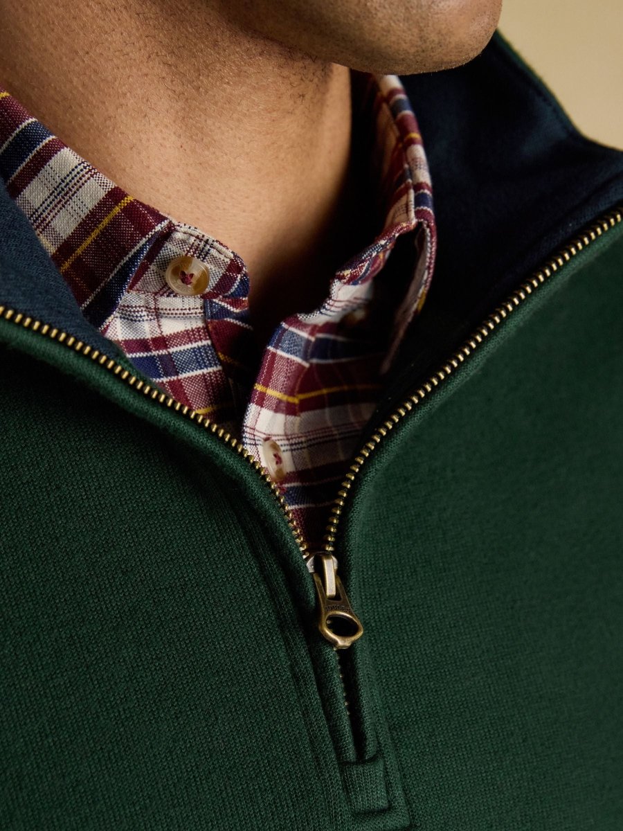 Alistair Cosy Dark Green French Ribbed Knit Sweatshirt - RUTHERFORD & Co