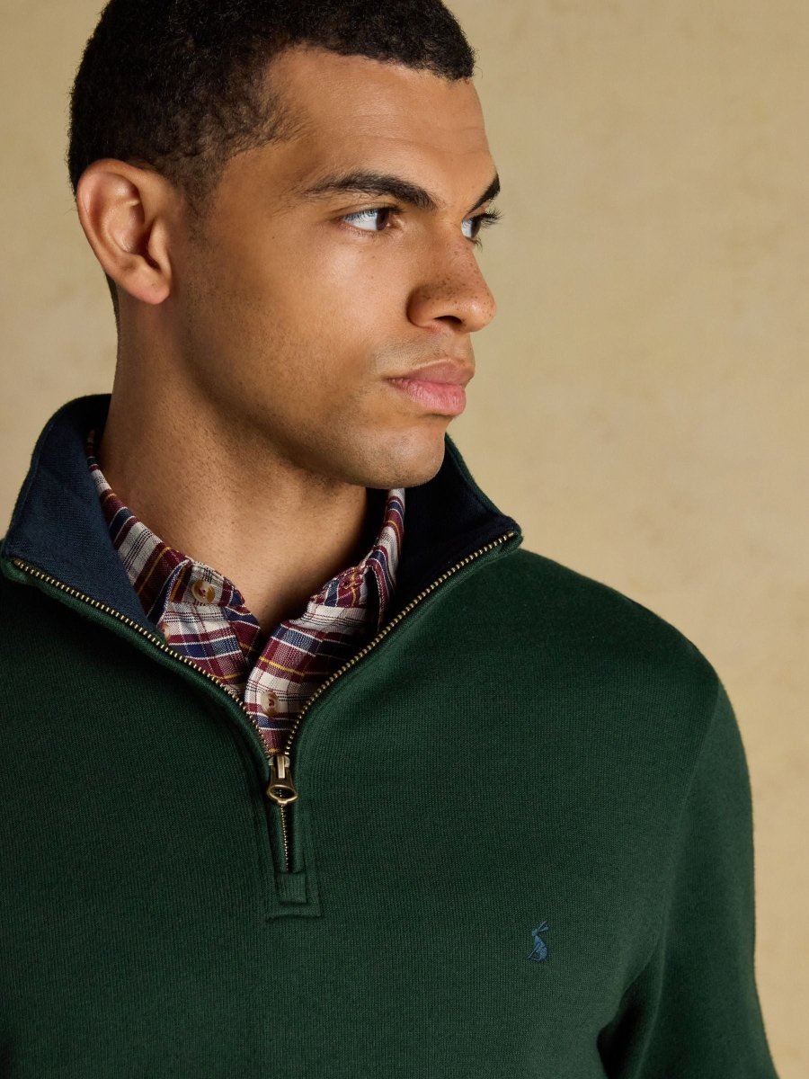 Alistair Cosy Dark Green French Ribbed Knit Sweatshirt - RUTHERFORD & Co