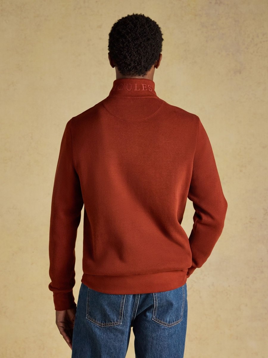 Alistair French Ribbed Quarter Zip Sweatshirt - Red - RUTHERFORD & Co