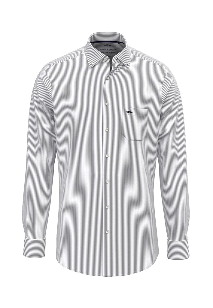 All Season Oxford Shirt - Navy Stripe - RUTHERFORD & Co