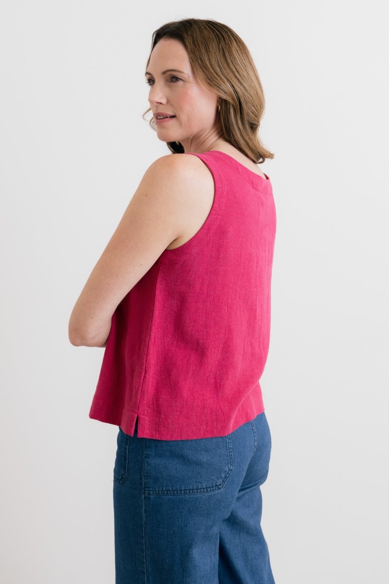 Allium Two Way Button Through Vest Boysenberry - RUTHERFORD & Co