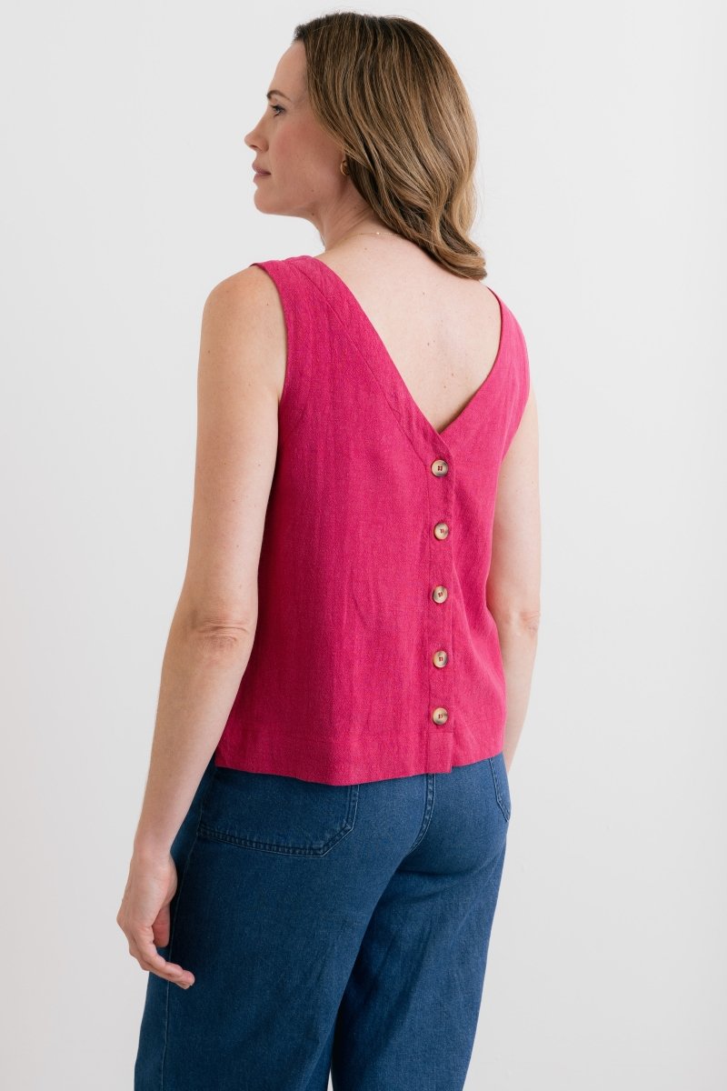 Allium Two Way Button Through Vest Boysenberry - RUTHERFORD & Co