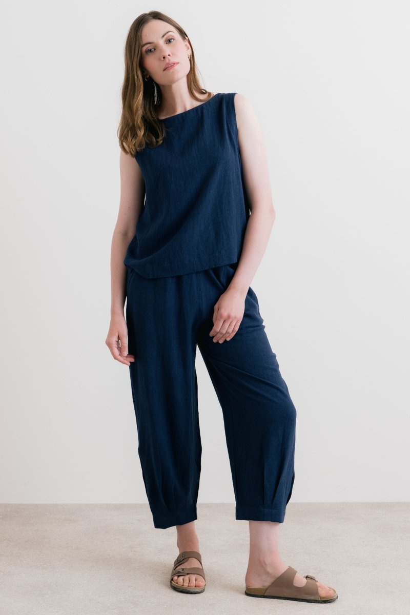 Allium Two Way Button Through Vest Navy - RUTHERFORD & Co