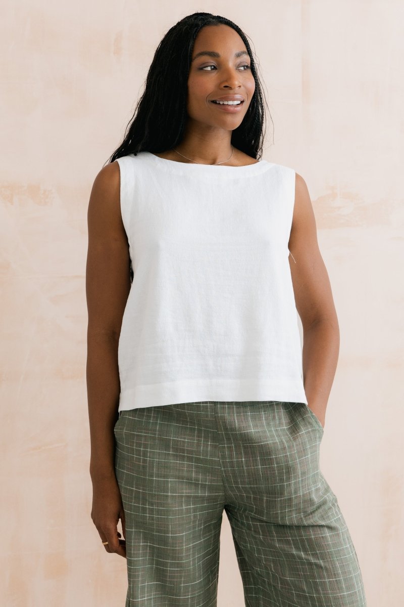 Allium Two Way Button Through Vest White - RUTHERFORD & Co