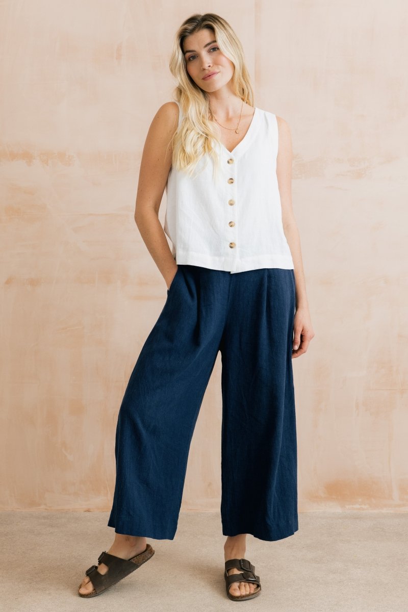 Allium Two Way Button Through Vest White - RUTHERFORD & Co