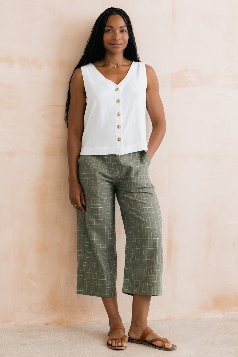 Allium Two Way Button Through Vest White - RUTHERFORD & Co