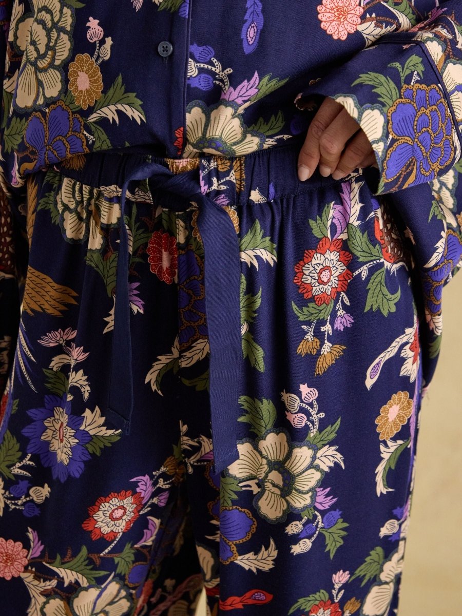 Alma Navy Hidcote Floral Woven Pyjama Set - RUTHERFORD & Co