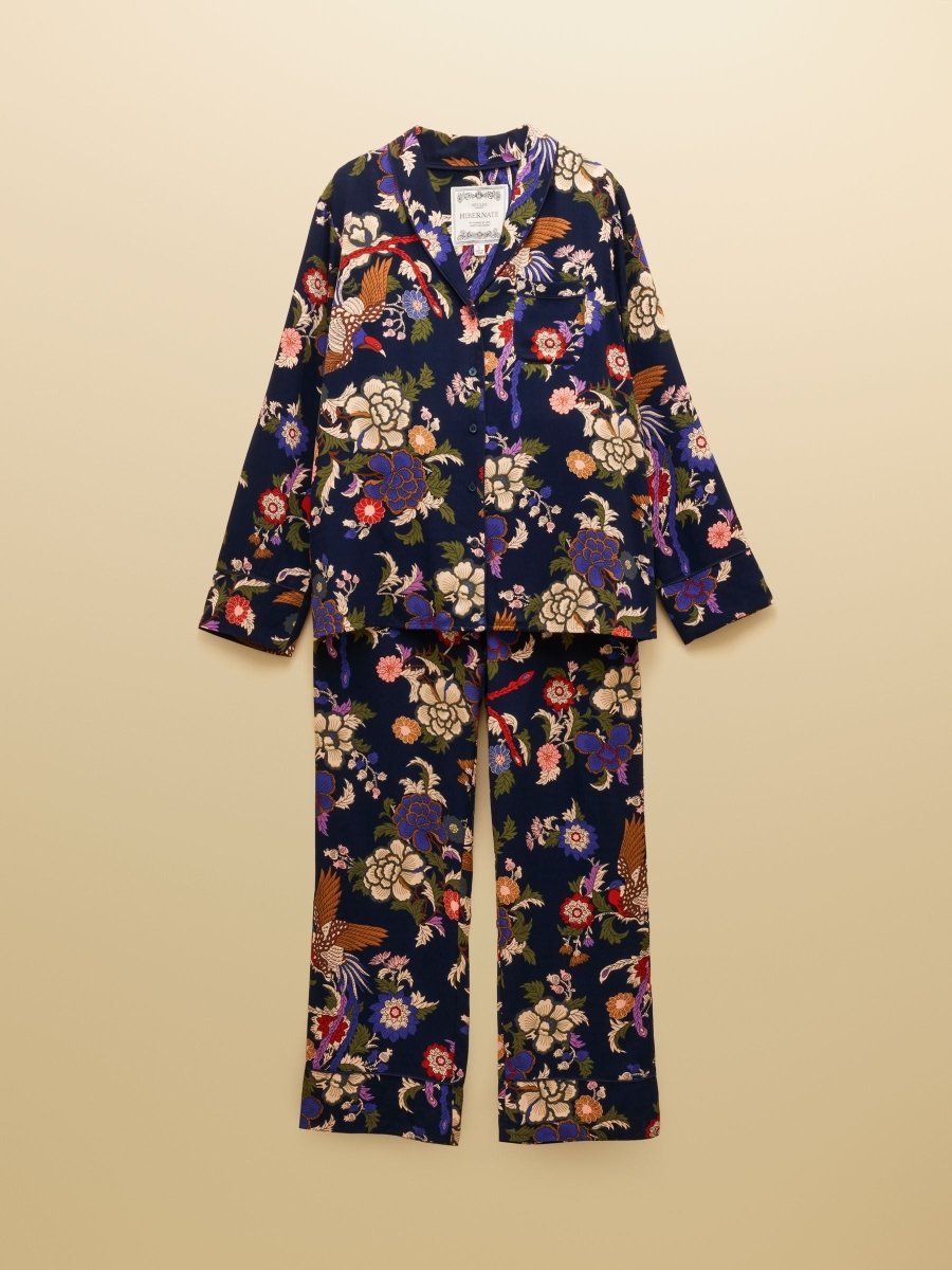 Alma Navy Hidcote Floral Woven Pyjama Set - RUTHERFORD & Co