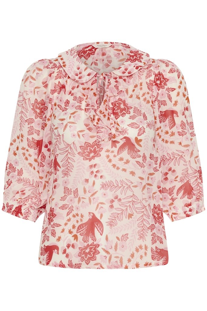 AlviaPW Bl Blouse - Poppy Red Bird Print - RUTHERFORD & Co