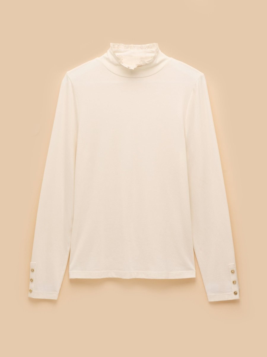 Amy Cream Long Sleeve High Neck Jersey Top - RUTHERFORD & Co