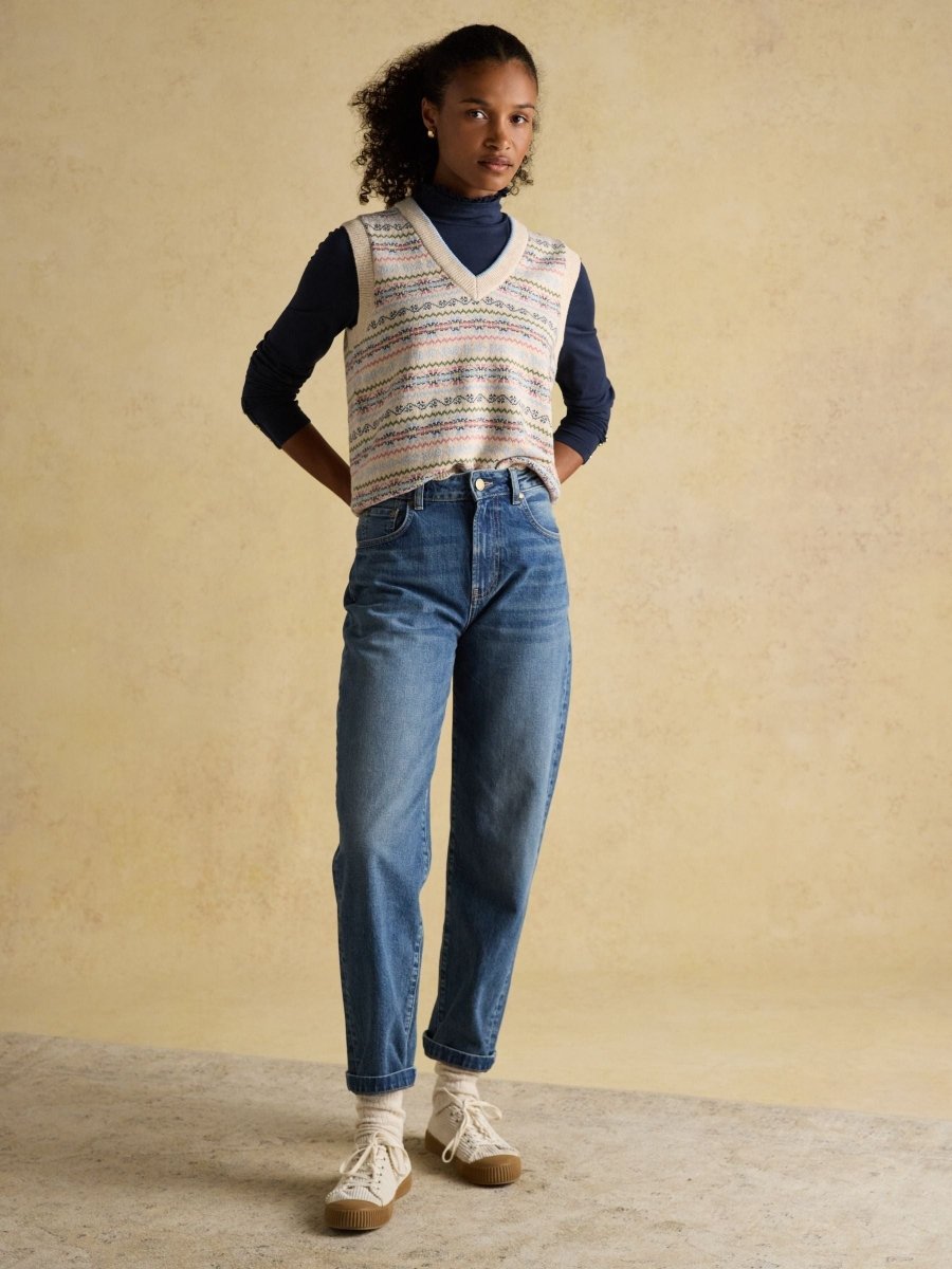 Amy Navy Long Sleeve High Neck Jersey Top - RUTHERFORD & Co