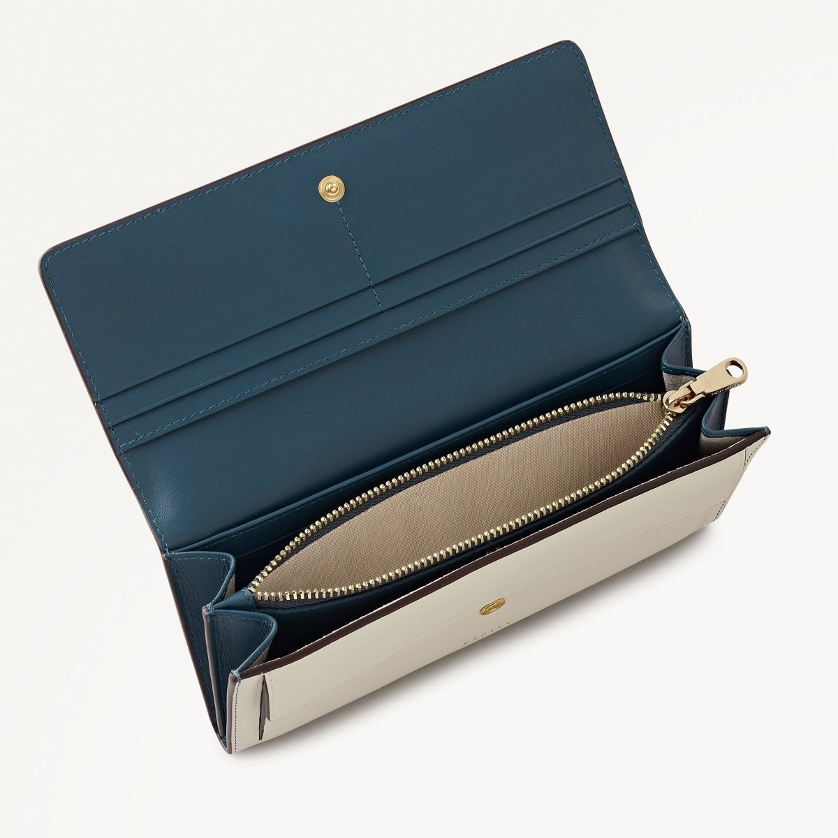 An Ice Day Leather Large Flapover Wallet In Teal - RUTHERFORD & Co