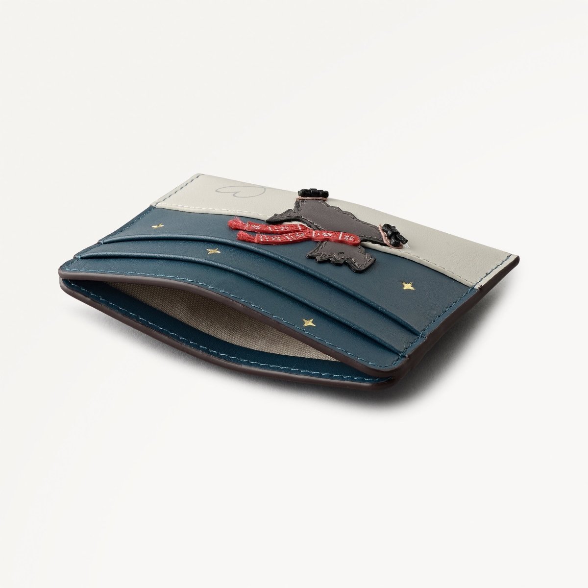 An Ice Day Leather Small Card Holder In Teal - RUTHERFORD & Co