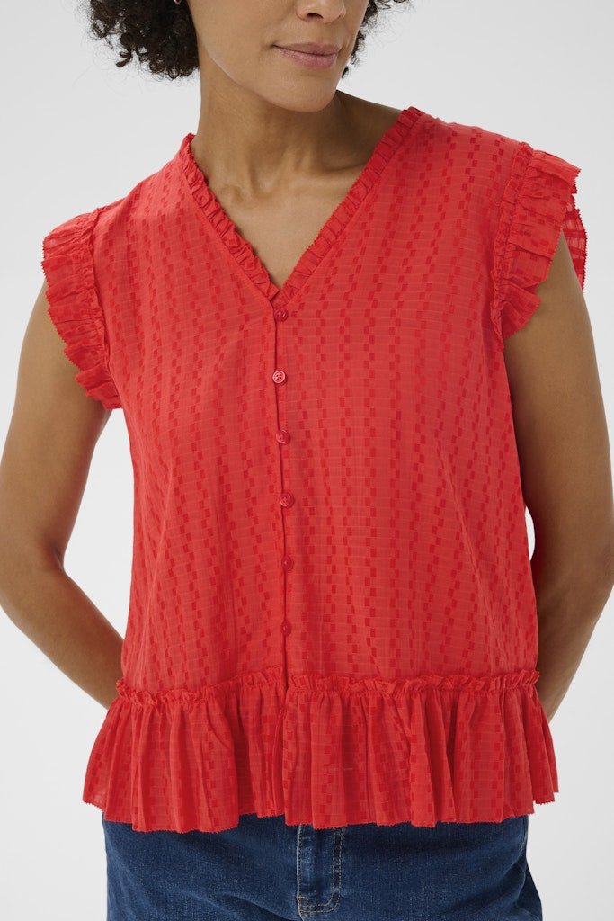 AnekaPW Bl Top - Poppy Red - RUTHERFORD & Co