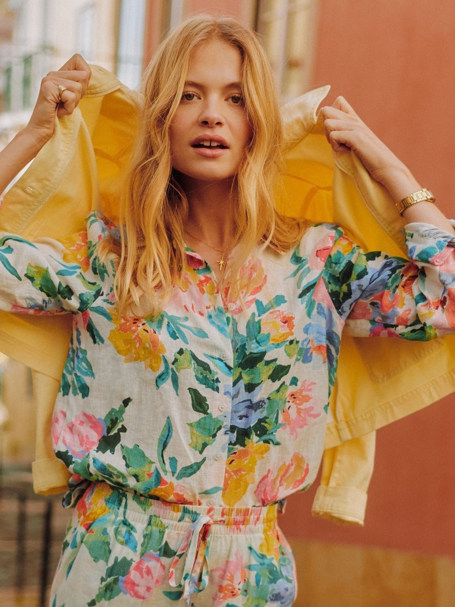 Anna White Artist Floral Long Sleeve Pure Linen Shirt - RUTHERFORD & Co