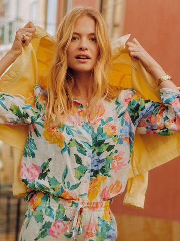 Anna White Artist Floral Long Sleeve Pure Linen Shirt - RUTHERFORD & Co