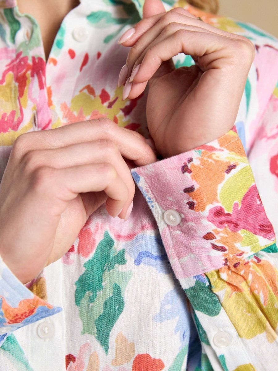 Anna White Artist Floral Long Sleeve Pure Linen Shirt - RUTHERFORD & Co