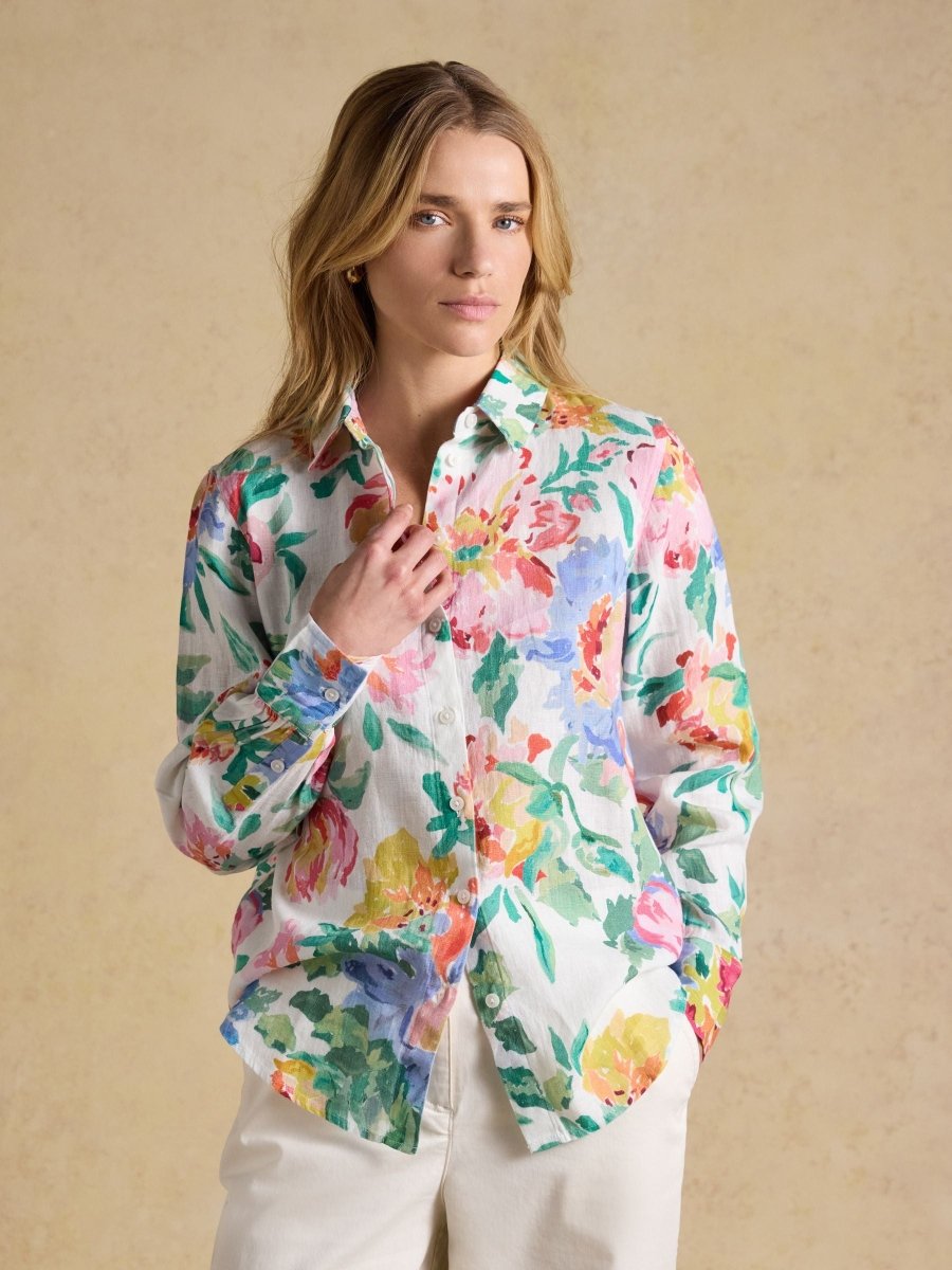 Anna White Artist Floral Long Sleeve Pure Linen Shirt - RUTHERFORD & Co