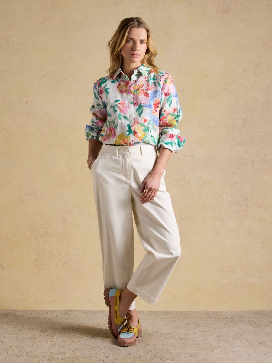 Anna White Artist Floral Long Sleeve Pure Linen Shirt - RUTHERFORD & Co