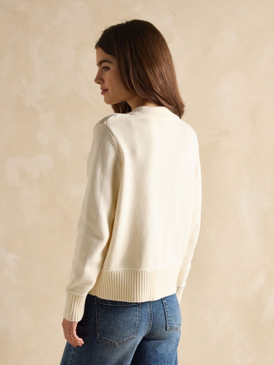 Annie Cream Lace Up Collared Cotton Jumper - RUTHERFORD & Co