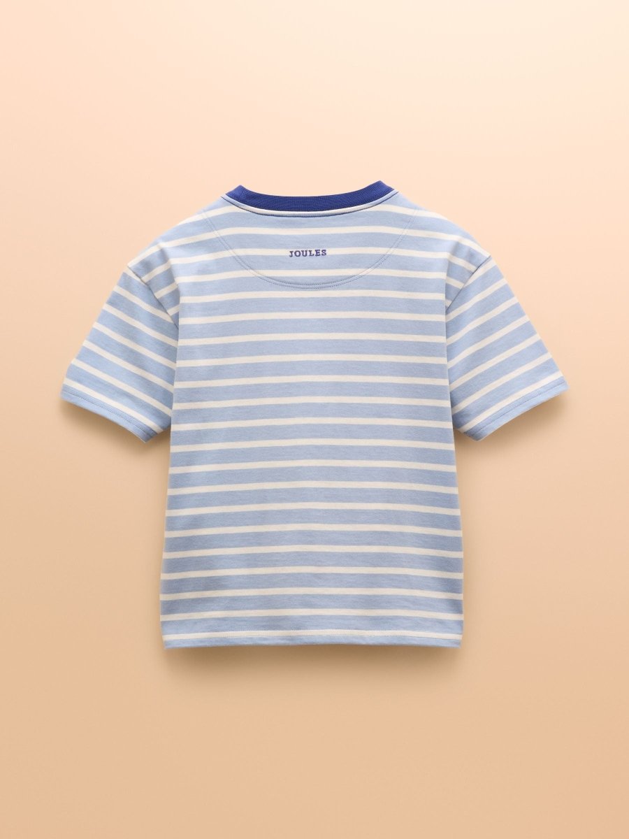 Archie Blue/White Cotton Short Sleeve Applique T-Shirt - RUTHERFORD & Co