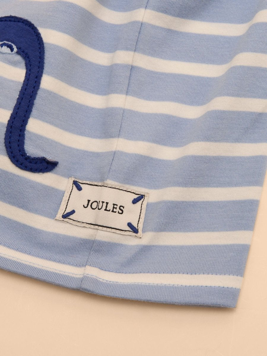 Archie Blue/White Cotton Short Sleeve Applique T-Shirt - RUTHERFORD & Co
