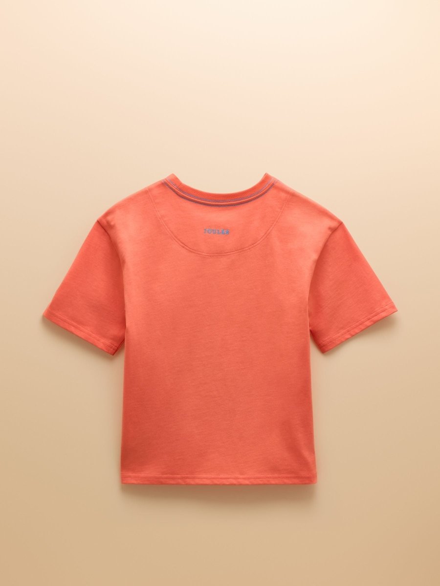Archie Orange Cotton Short Sleeve Applique T-Shirt - RUTHERFORD & Co