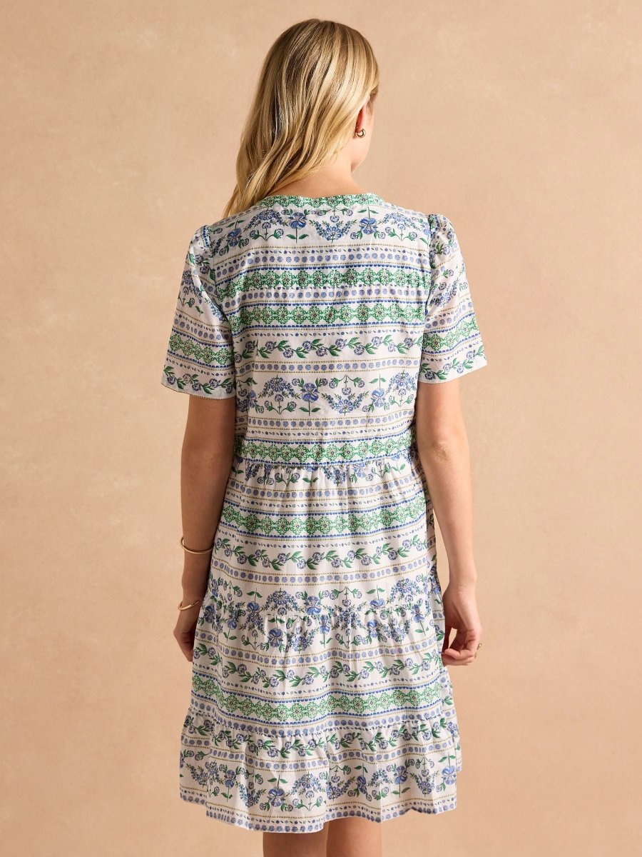Ariella Blue Cotton Tiered Dress - RUTHERFORD & Co