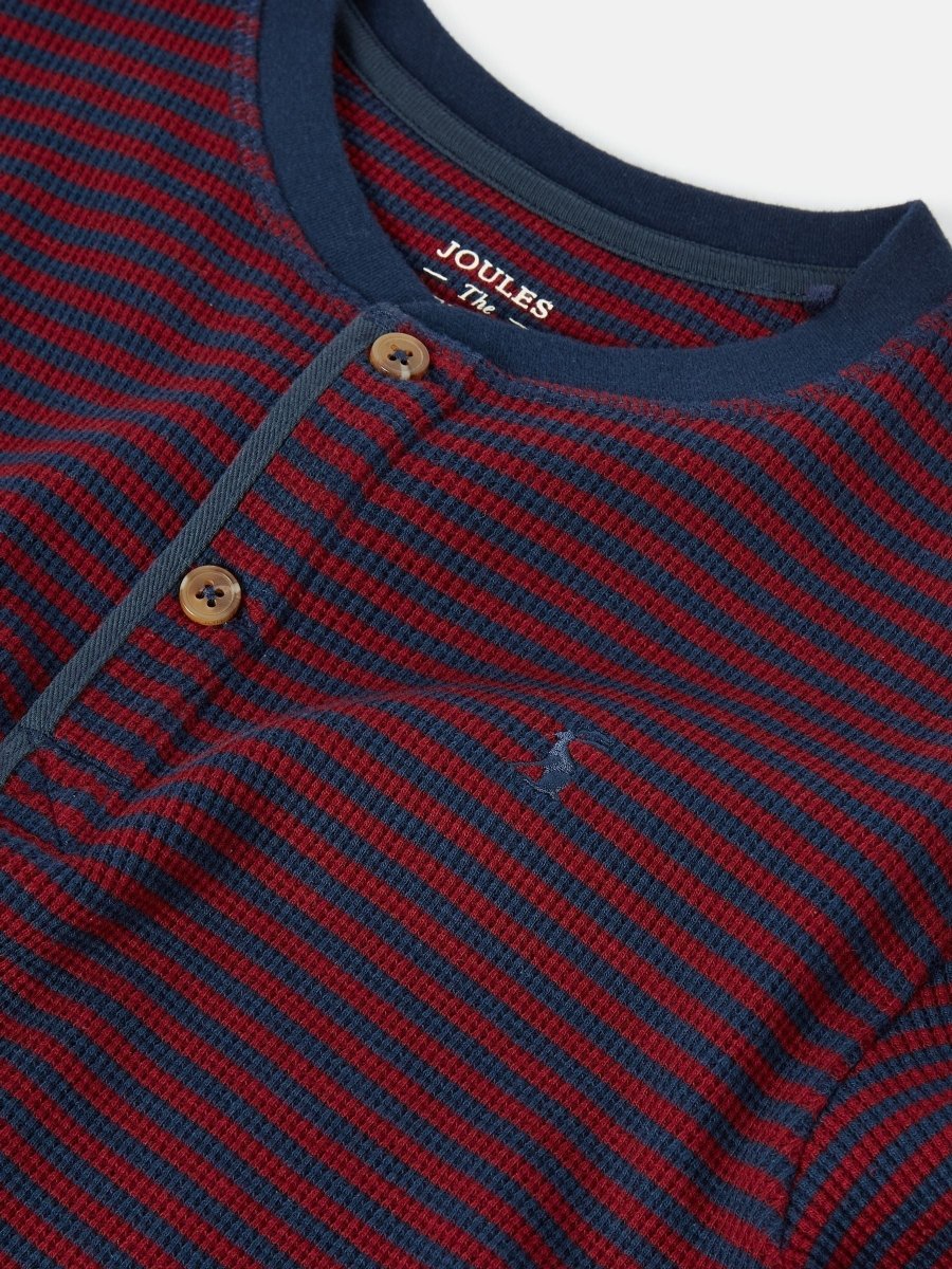 Arthur Berry Red & Navy Stripe Henley Top - RUTHERFORD & Co