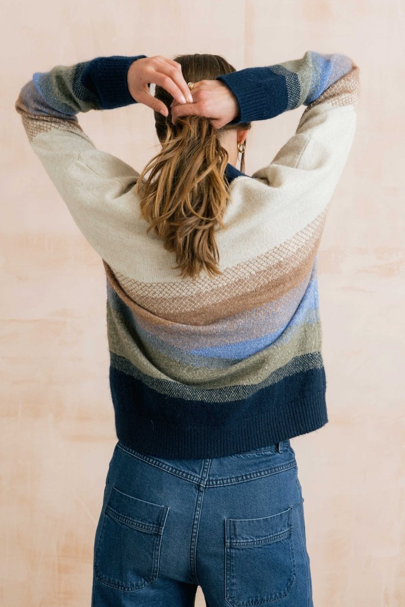 Artist Ombre Colour Block Knitted Jumper Oatmeal Multi - RUTHERFORD & Co