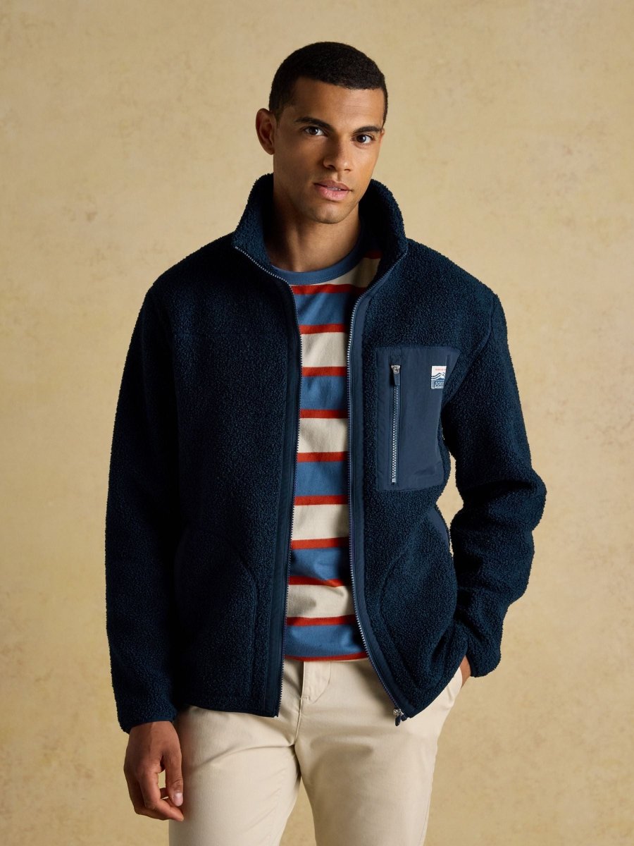 Ashford Navy Borg Fleece Zip Through - RUTHERFORD & Co