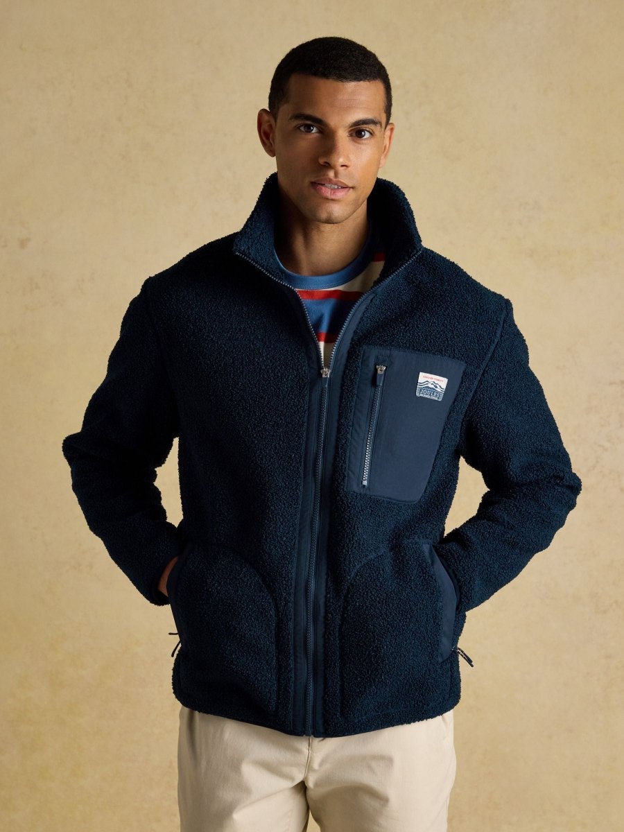 Ashford Navy Borg Fleece Zip Through - RUTHERFORD & Co