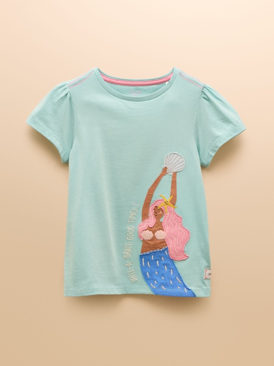 Astra Light Blue Applique Cotton T-Shirt - RUTHERFORD & Co