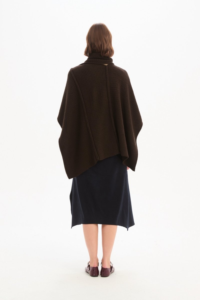 Asymmetric Wrap Knit Chocolate - RUTHERFORD & Co