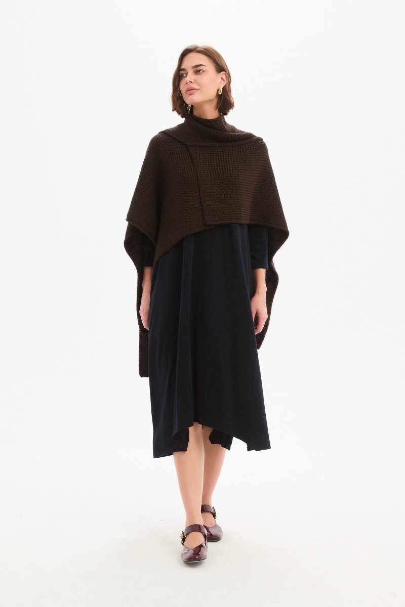 Asymmetric Wrap Knit Chocolate - RUTHERFORD & Co