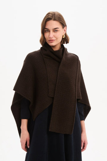 Asymmetric Wrap Knit Chocolate - RUTHERFORD & Co