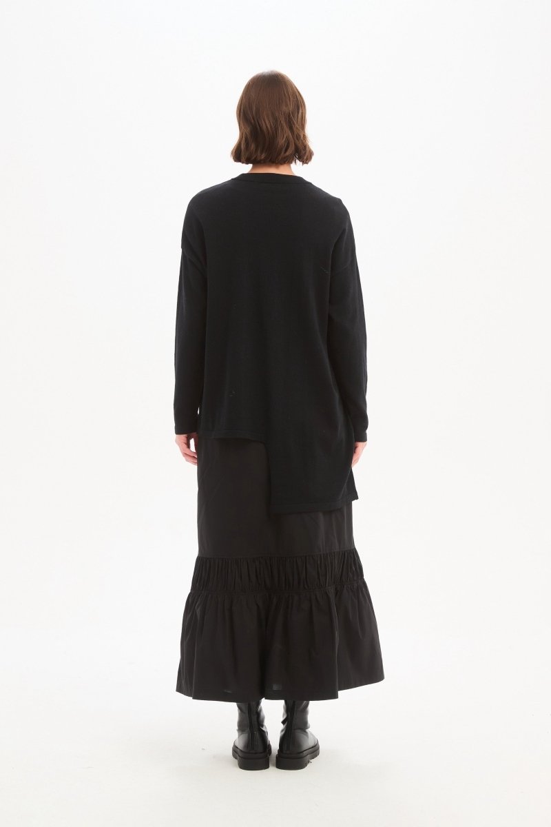 Asymmetric Zip Detail Knit Black - RUTHERFORD & Co