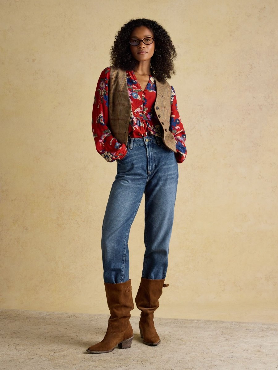 Ava Red Popover Blouse - RUTHERFORD & Co