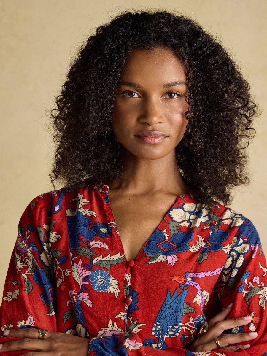 Ava Red Popover Blouse - RUTHERFORD & Co